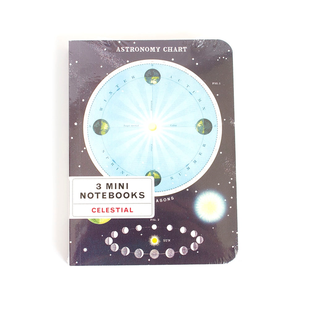 Cavallini, Memo & Notebooks, Art & School, 4"x5.5", Mini, Set, Celestial, 416543